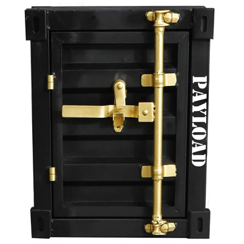 JOYGOOD End Tables Coffee Table with Storage Creative Side Table with Lock, Industrial Wind Container Lockers, Wrought Iron Bedside Table, (Color : Black Gold, Size : 40 * 38 * 48cm)