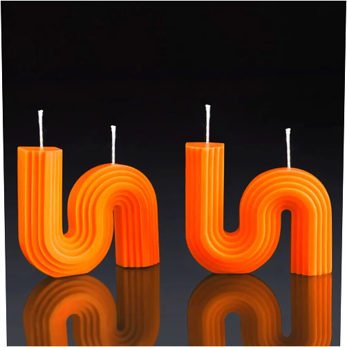 Tondiamo 2 Pcs Valentine's Candles Twist Aesthetic Candles Cool S Shape Minimalist Geometric Shaped Soy Wax Scented Art Decorative Handmade for Wedding Birthday Valentine Gift(Orange)