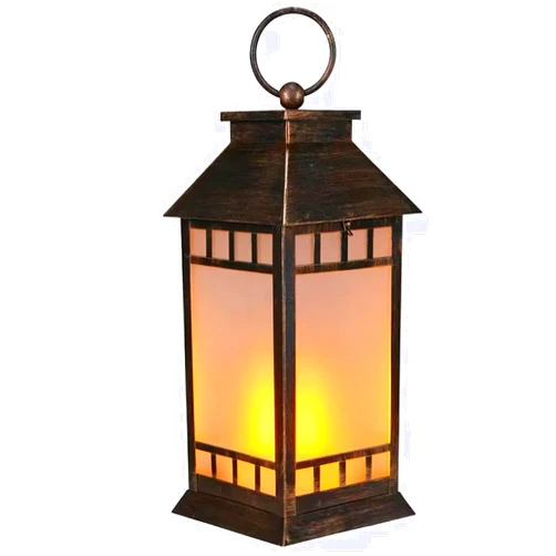 Anyperfect 18'' Glass Solar Lantern Outdoor Waterproof, Large Hanging Solar Lanterns with Flickering Flame Lights, Metal Outdoor Lantern Decorative for Patio Garden Backyard Tabletop, Vintage Bronze