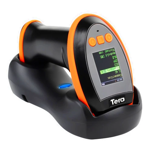 Tera Barcode Scanner Wireless with Screen: Pro Version 1D 2D QR with Setting Keypad Charging Cradle Works with Bluetooth 2.4G Wireless USB Wired Handheld Bar Code Reader HW0009