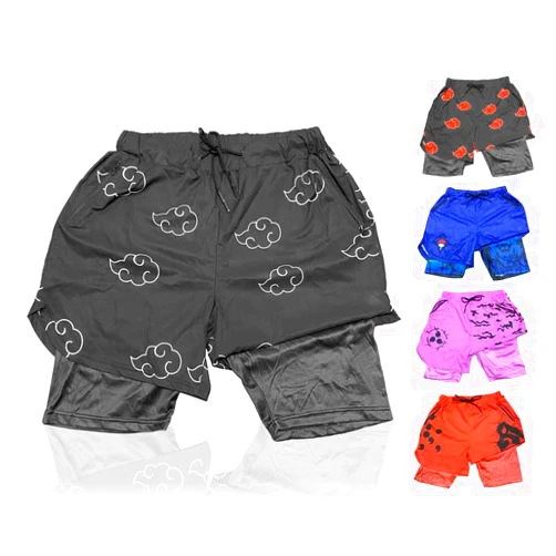 CROWN Anime Shorts - Breathable Stretch Compression Gym Short with Pockets and Towel Holder