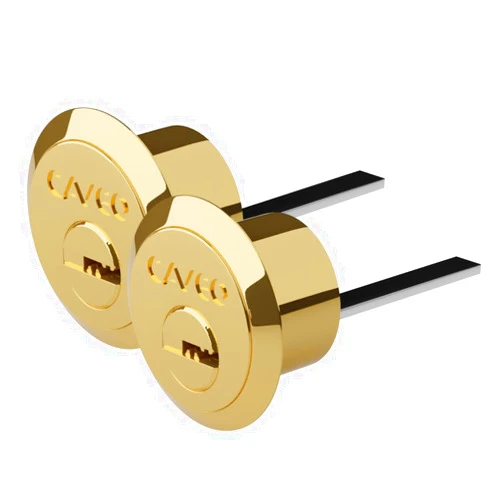CAVEO Dimple Rim Cylinder Keyed Alike Pair PB, Polished Brass