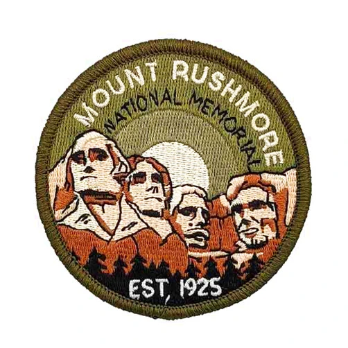 Hike and Draw Hike & Draw Mount Rushmore National Park Iron-on Embroidery Patch, Green, 3''Hx3''W