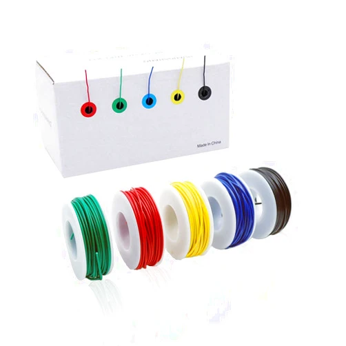 Treedix 5pcs 26ft Copper Hookup Wire kit Wrapping 24AWG Cable Jumper Wire Solid Core Tinned Copper Wrapping Wire 5 Color