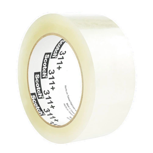 3M Scotch High Tack Box Sealing Tape 311+, Cold Shipping, Freezer Storage, Clear Color, 48 mm x 914 m, 6/Case