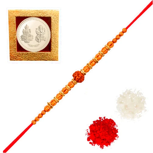 Amba Handicraft Rakhi/Rakhi for Brother/Rudraksha Rakhi/Send rakhi to USA/Rakhi for Brother with Gift Set/Rakhi Bracelet/rakhi for brother and bhabhi/Rakhi Set
