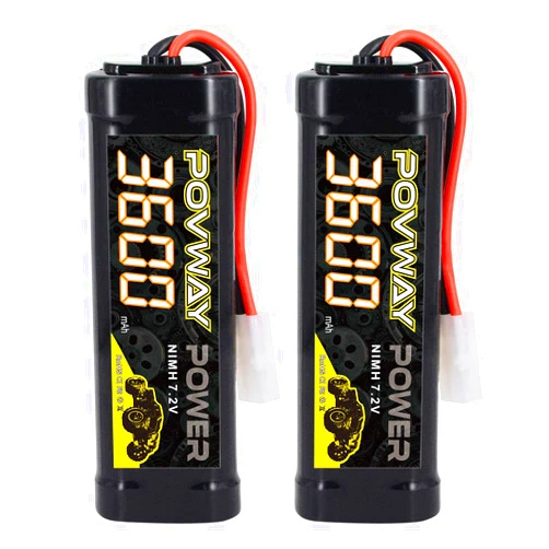 POVWAY 7.2V 3600mAh NiMH RC Battery Packs with Tmiya Connector for RC Car RC Vehicles Traxxas LOSI Associated HPI Kyosho Tamiya Quadcopter Drone RC Hobbies - 2 Pack