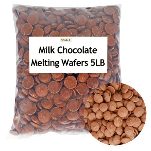 ASOZI Merckens Coating Melting Wafers - 5 pounds of Milk Chocolate Cocoa Lite, Perfect for Melting and Dipping, Premium Quality Chocolate Wafers for All Your Baking Needs - 80oz by ASOZI
