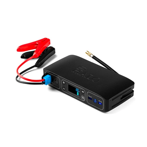 Halo Bolt Air 58830 mWh Portable Emergency Power Kit with Tire Pump, 4 Interchangeable Air Nozzles, Extra Accessory Kit, Car Jump Starter, and Car Charger - Black Graphite