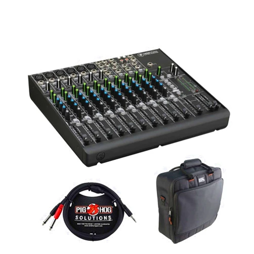 Mackie 1402VLZ4 14-Channel Compact Mixer with G-MIXERBAG-1515 Padded Nylon Mixer/Equipment Bag & PB-S3410 3.5 mm Stereo Breakout Cable, 10 feet Bundle