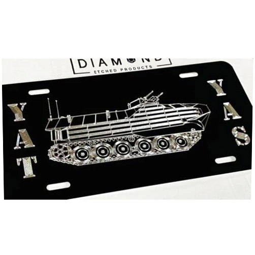 Diamond Etched Silver Engraved Yat Yas Tank Car Tag Diamond Etched Aluminum Front License Plate