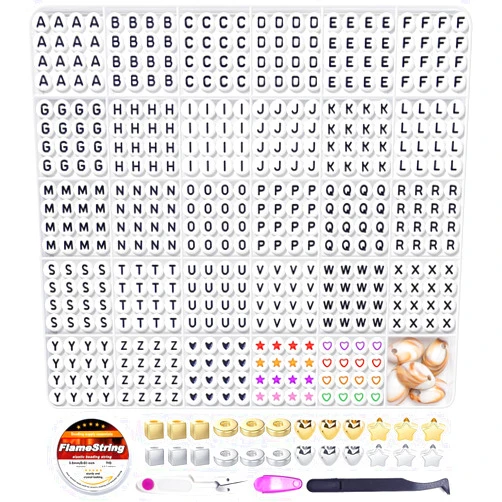Bundooraking Bracelet Making Kit 1650pcs letter beads kit, 28 Styles Alphabet Beads, Colorful Star and Heart Beads for Bracelets Friendship Jewelry Making, Charms Golden Spacer beads for DIY Crafts