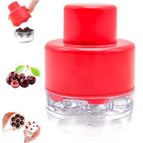CEHNCEH Cherry Pitter Multiple, Push Type Cherry Corer Multiple, Kitchen Cherry Jam 7 Holes Multi Pitter Tool, 7-in-1 Cherry Seed Remover Quick Portable Cherry Pitting Tool
