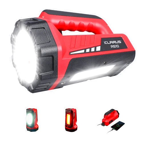 klarus RS10 Big Rechargeable Spotlight: 8000mAh Large Capacity, with Red Flood Mode, Flashlight Lantern Combo, Waterproof Heavy Duty LED Light for Camping, Power Outages and Emergencies