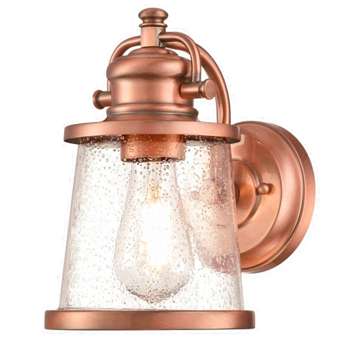 Westinghouse 6361000 Emma Jane One-Light, Washed Copper Finish with Clear Seeded Glass Outdoor Wall Fixture, White