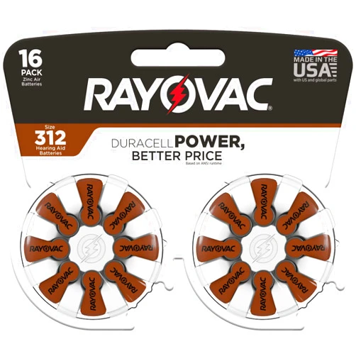 Rayovac Size 312 Hearing Aid Batteries, Hearing Aid Batteries Size 312, 16 Count