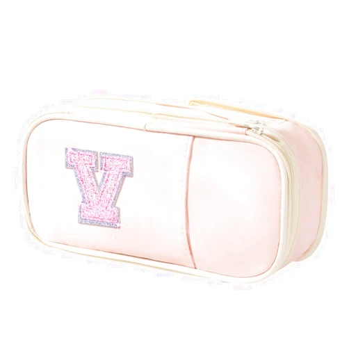 Janhavi Initial Large Capacity Premium Oxford Cute Aesthetic Pencil Case Pouch Bag Special School Supplies Colored Stationery Organizer Gifts for Girls, Women, Adults