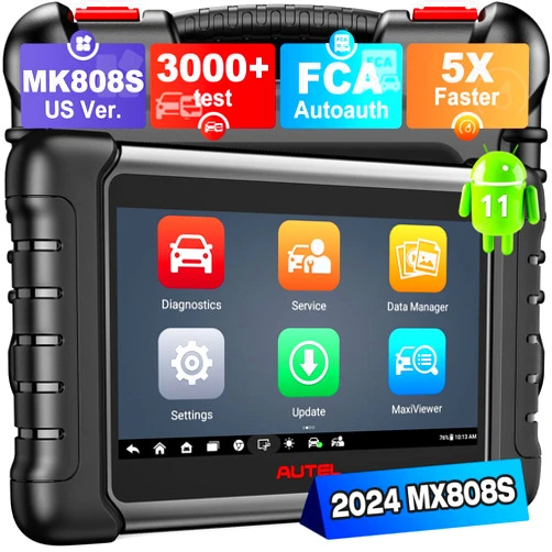 Autel MaxiCheck MX808S Scanner, 2024 Bidirectional 11OS US Ver. of MaxiCOM MK808S/ MK808Z, Function as MX900 MK900 MK900BT, 3000+ Active Test, 28+ Service, OE All System Scan Tool, FCA Autoauth