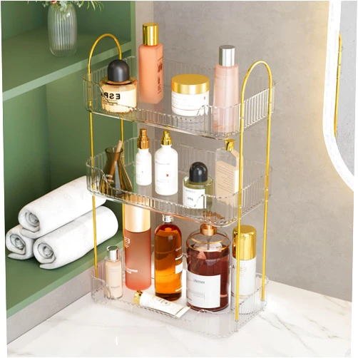 JNFUZ Bathroom Counter Organizer, 3 Tier Perfume Stand Skin Care Holder Vanity Cosmetic Organizer Skincare Countertop Make Up Organizers for Dresser (Transparent White, 3 Tier)