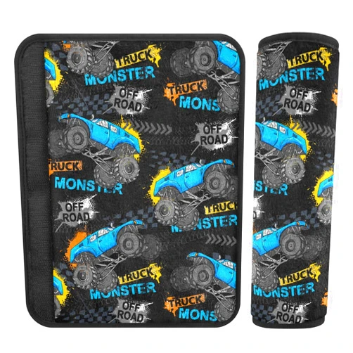 Generic Monster Truck Tires Seat Belt Covers for Kids Soft Comfort Seatbelt Cover Cushion Universal Shoulder Pads Car Seat Strap Pads for Girl Boy Baby Toddler Children 2-Pack Neck Protect