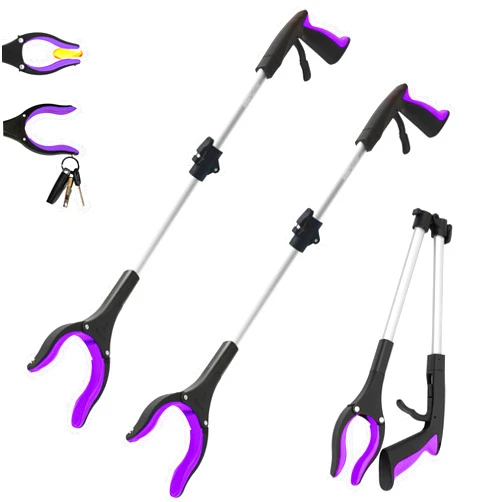 GrabRunner 2 Pack 32 inch GrabRunner Heavy Duty(up to 10 lbs) Reacher Grabber Tool with Strong Magnetic (New Purple)