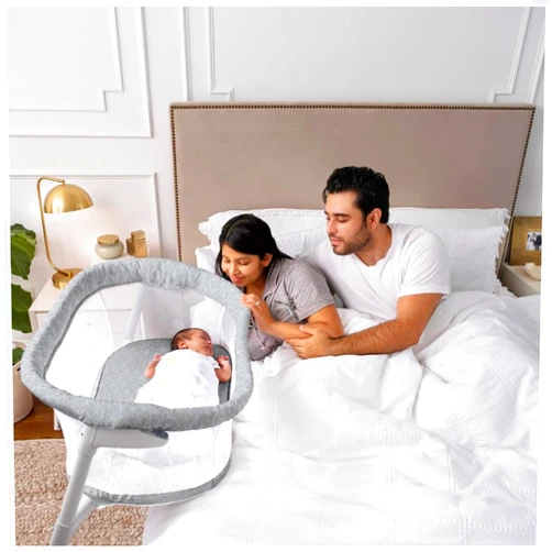 HALO Baby Flex BassiNest, Adjustable Travel Bassinet, Easy Folding, Lightweight with Mattress and Carrying Bag, Morning Mist