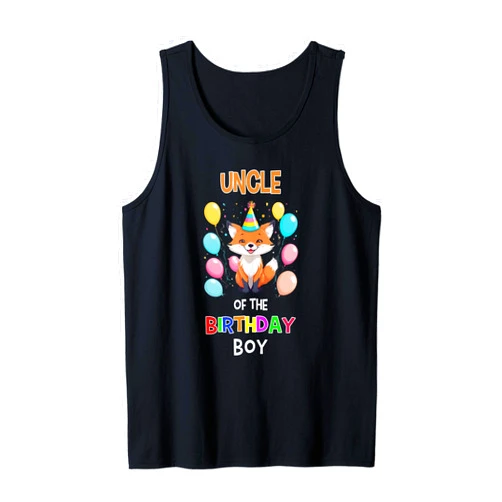 Matching Family Fox Birthday TShirtz & More Mens Uncle of the Birthday Boy Fox Lover Uncle Fox Birthday Tank Top