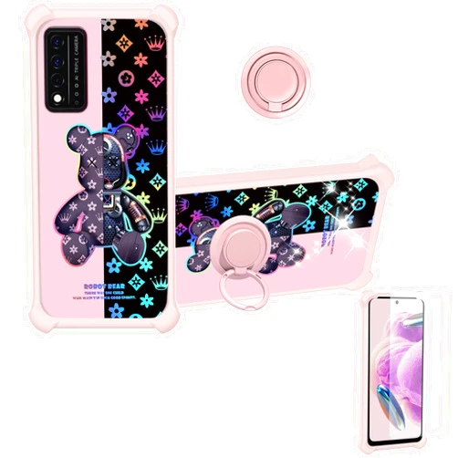 jioeuinly Revvl V+Plus 5g Case Compatible with T-Mobile Revvl V+Plus 5g Phone Case Cover [with Tempered Glass Screen Protector][Hard PC + Soft Silicone][Colorful Reflect Light] IMDF-JXX