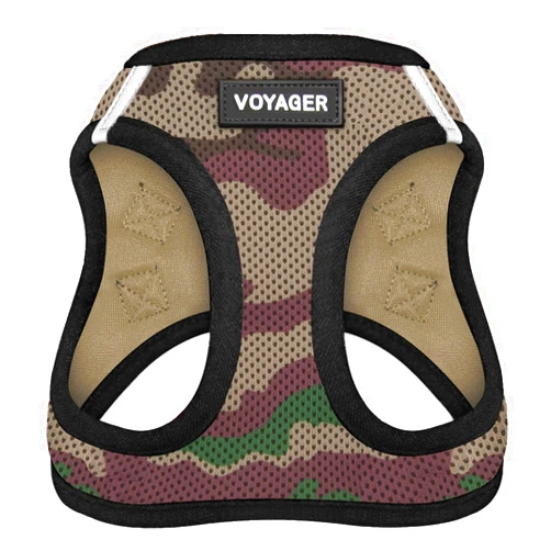 Best Pet Supplies Voyager Step-in Air Harness - All Weather Mesh, Reflective, No Pull Harness for Dogs, Cats - Secure with Hook & Loop Fastener, Buckle, Double D-Rings - Army/Black Trim, L