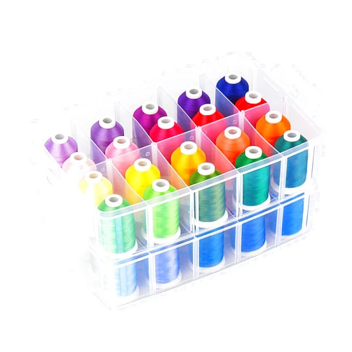 Simthread 40-Color Embroidery Thread Kit, 40 Spools 550 Yds No-Break Anti-Tangle Polyester Thread with Stackable Organizer, Bobbins, Tools, Fits Brother, Babylock, Janome and More Embroidery Machines