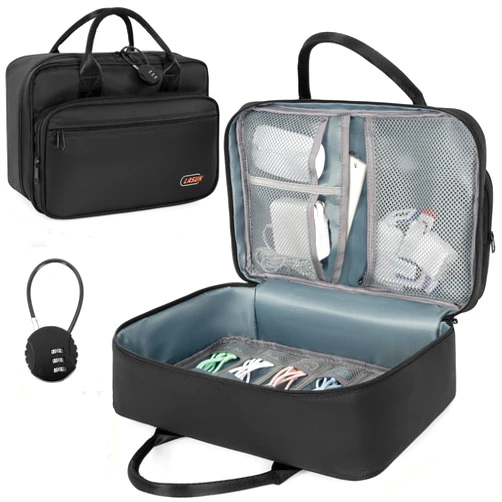 LASUK Storage Bag With Digit Combination Padlock For Private Toys Cards Files Documents Cash Accessories Travel Cable Combination Lock Bag