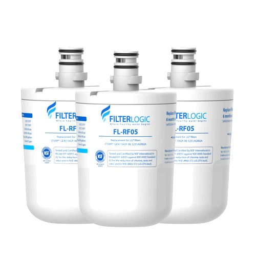FilterLogic 5231JA2002A Refrigerator Water Filter, Replacement for LG® LT500P®, GEN11042FR-08, ADQ72910911, ADQ72910901, Kenmore 9890, 46-9890, LFX25974ST, LMX25964ST, LSC27925ST, 3 Filters