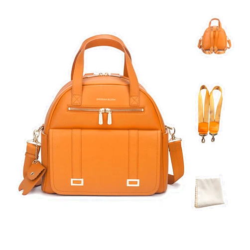 Sheeriah Bloom New and Upgraded Diaper Bag Backpack, Leather Baby Bag Tote Diaper Backpack with Changing Pad, Hand Sanitizer Holder Stroller Hooks, Lightweight Stylish Mommy Bag Daisy Collection