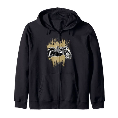 Gespann Mororräder Dnepr, Ural, K-750, M-72 Vintage stretch motorcycles for retro technology lovers Zip Hoodie