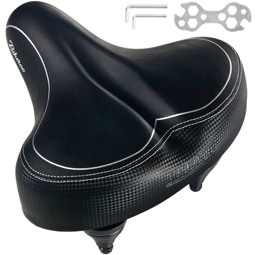 Bikeroo Oversized Bike Seat - Peloton Seat Cushion - Bicycle Saddle Replacement - Wide Cushioned Comfortable Seat for Men & Women - Compatible with Exercise, Road, and Stationary Bikes