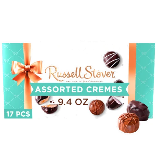 Russell Stover, Assorted Creams in Milk and Dark Chocolate, Chocolate Gift Box, 9.4 Ounce