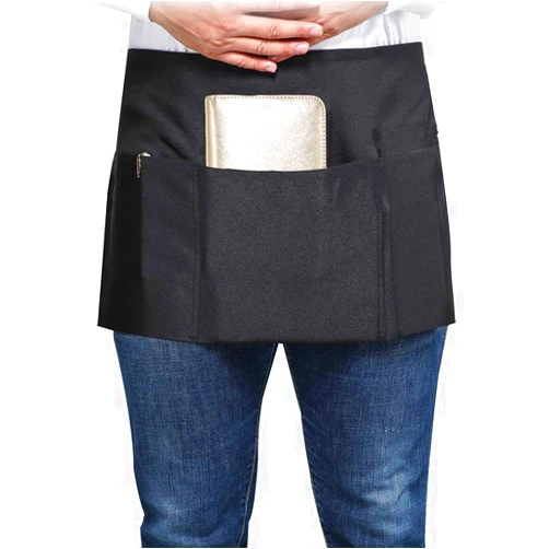 SONGXIN BOHARERS Server Aprons with 3 Deep Pockets - Waitress Apron Black Waist Apron for Waiter