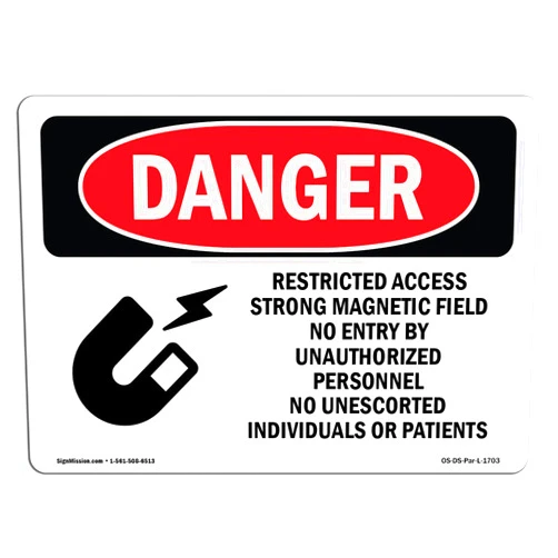SignMission OSHA Danger Sign - Restricted Access Strong Magnetic Field | Rigid Plastic Sign | Protect Your Business, Construction Site, Shop Area | Made in The USA