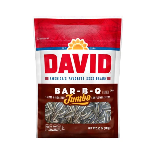 DAVID Seeds DAVID Roasted and Salted Bar-B-Q Jumbo Sunflower Seeds, 5.25 oz, 12 Pack