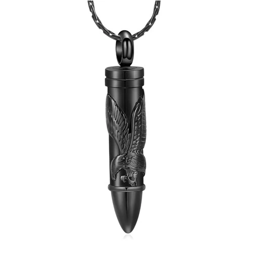 constantlife Bullet Urn Necklace for Ashes for Women Men Eagle Memorial Pendant Cremation Jewelry Human Pet Ashes Holder Keepsake