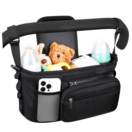Accmor Universal Stroller Organizer, Stroller Caddy Bag with Cup Holder Detachable Phone Bag and Shoulder Strap, Stroller Organizer for Uppababy, Baby Jogger, Britax Strollers Accessories