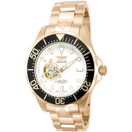 Invicta Men's Grand Diver Automatic Textured Dial 18k Stainless Steel Watch