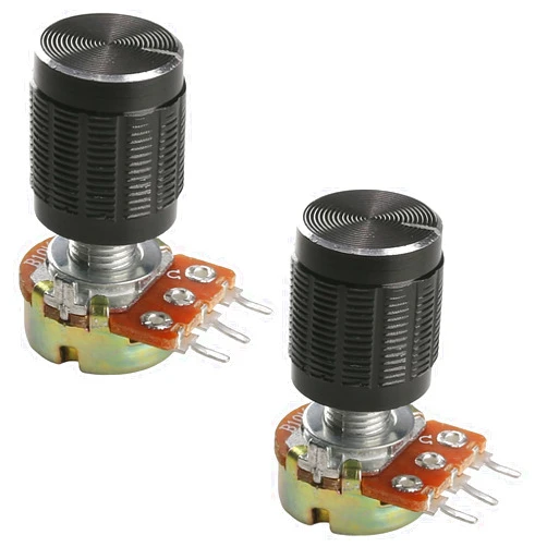 Fielect 4Pcs WH148 10K Ohm Variable Resistors Single Turn Rotary Carbon Film Taper Potentiometer 3 Pin 15mm Shaft with Black Knobs