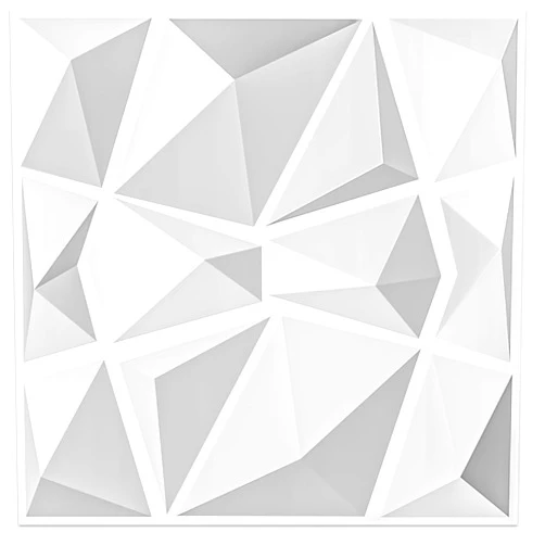Art3d Textures 3D Wall Panels White Diamond Design Pack of 12 Tiles 32 Sq Ft (PVC)