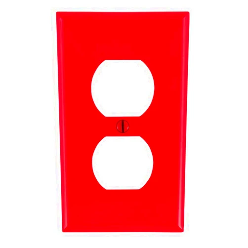 Leviton 80703-R 1-Gang Duplex Device Receptacle Wallplate, Standard Size, Thermoplastic Nylon, Device Mount, Red, 1 Pack