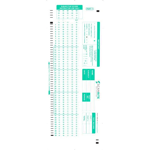 Generic ScanRite - 882-E Scantron Compatible Testing Sheet (50 sheet pack)