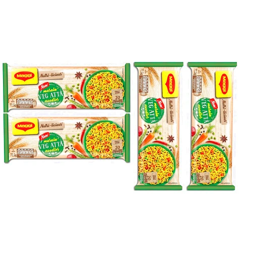 Maggi 2-Minute Instant Vegetable Atta Noodles, 4 pack