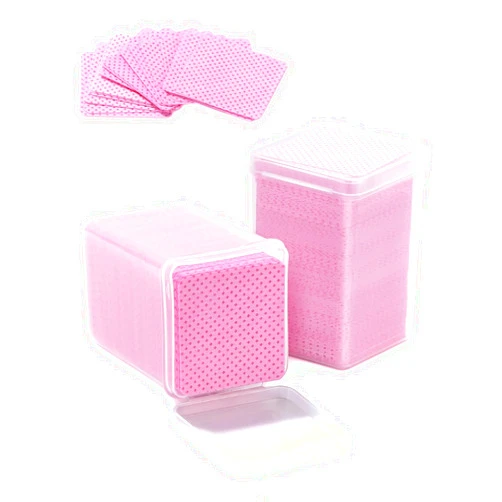 TEOYALL Lint Free Nail Wipes, 400 PCS Non-Woven Fabric Nail Cleaning Pads Pink Lash Extensions Glue Cleaning Wipes Salon Supplies