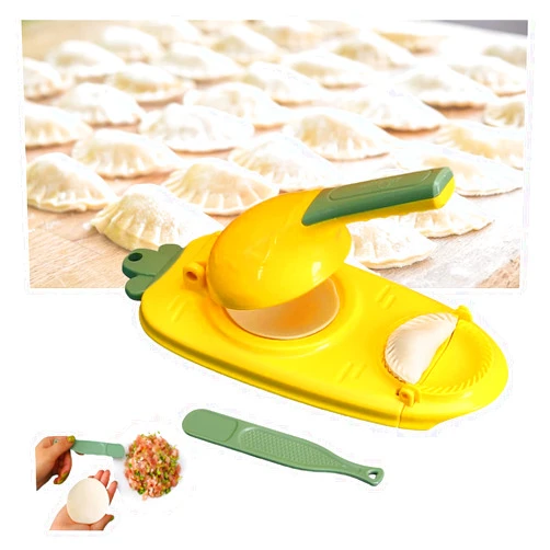 YTCPMHEA 2023 Upgraded 2 In 1 Dumpling Maker, Household Dumpling Skin Wrapper Dough Presser, Kitchen Fast Convenient Manual Ravioli Empanada Wonton Baking Pastry Making Mold Tool For Home Rrestaurant. (Yellow)
