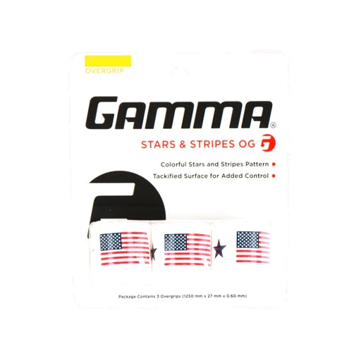 GAMMA Tennis Overgrip, Ideal for Tennis, Pickleball, Squash, Badminton, and Racquetball, Durable and Absorbent, Easy to Apply, Customize Your Racquet - Stars and Stripes